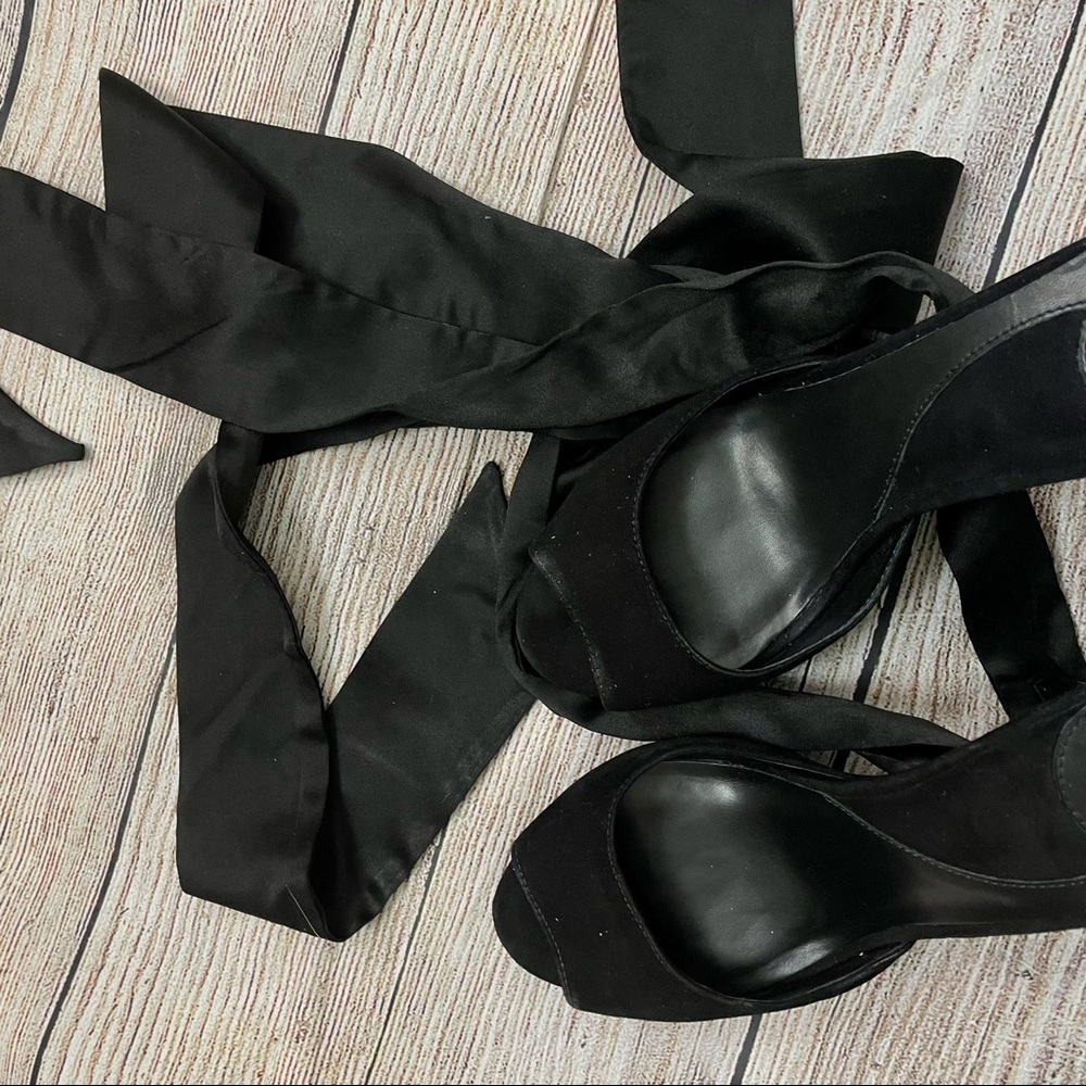 Diana Von Furstenberg Eva Satin Ankle Wrap Heels - Picture 8 of 9
